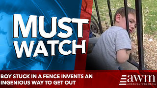 Boy Stuck In A Fence Develops An Ingenious Way To Escape. Only A Kid Curious Could Dream This Up!