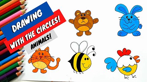 How to draw and paint Animals with Circles