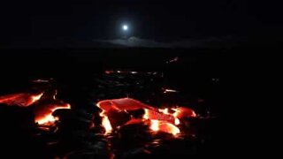 Supermoon over Kilauea volcano in Hawaii