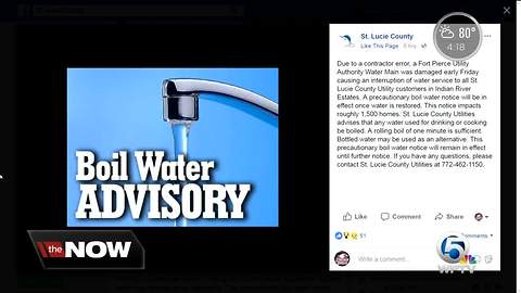 Boil water notice issued for parts of Fort Pierce through Monday