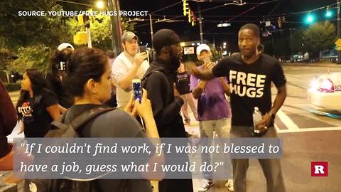 Man Gives Free Hugs, Spreads Reason During Protests In Charlotte
