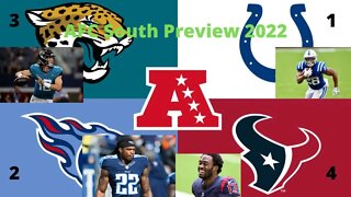 My AFC South Preview- Colts win division with old qb, Titans falter, Jaguars and texans improve
