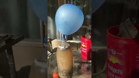 Inflating a balloon with #hydrogen using wood ash, water and aluminum. #freeenergy