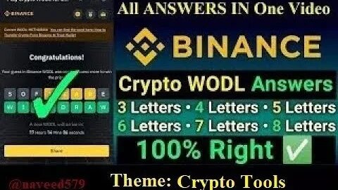 Today Binance Crypto WODL Answer | Today 20/10/23 Binance All WOTD Letter Answr | Theme Crypto Tools