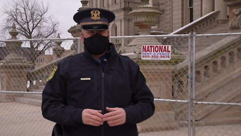 Michigan State Police prepare at the capitol for Biden inauguration