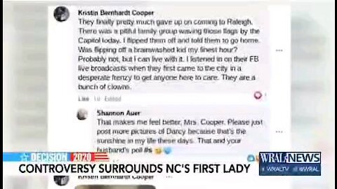 1st Lady of NC Flips Off 8yr old with police flag