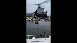 Just Another Day in Newport Beach, CA as Navy SEALS Helicopter down to a yacht!