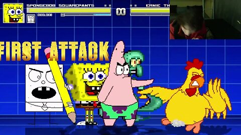 SpongeBob SquarePants Characters (SpongeBob And Squidward) VS Ernie The Giant Chicken In A Battle