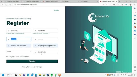 TALLWIN LIFE REGISTRATION