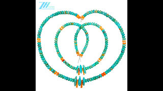 Natural turquoise free-shape beads and spiny oster accessory with 925 silver beads