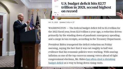 Biden hails 'largest deficit drop in U.S. history' - From His Second Largest Deficit on Record