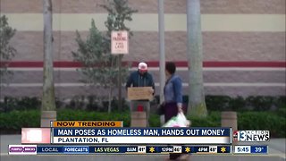 Florida homeless man gives away money