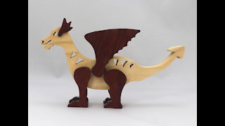 Handmade Wood Dragon Made From Poplar and Walnut Hardwoods 981059690