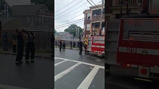 Boston fire department respond to a four-alarm fire in Dorchester