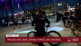 Police use non-lethal force to clear protesters in downtown Tampa