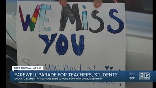 Farewell parade for teachers and students at Encanto Elementary