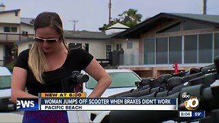 Woman jumps off scooter when brakes didn't work