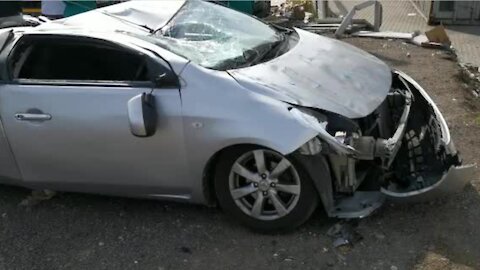 Car smashed after heavy winds