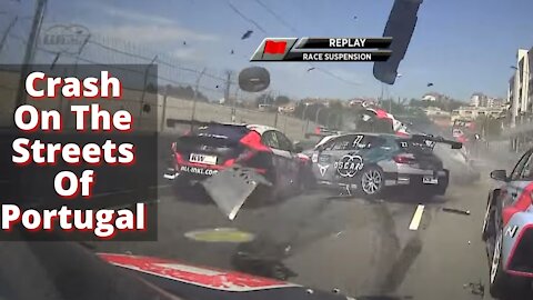 Crash on the Streets of Portugal During WTCR Race