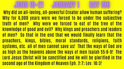 John 19-21 THE REASON FOR HUMAN SUFFERING!