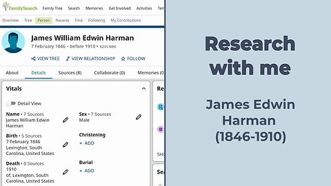 Research with me: James Edwin Harman (1846-1910)