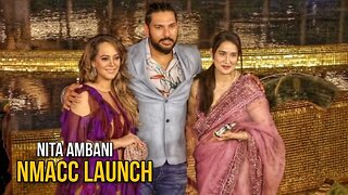 Yuvraj Singh With Wife Hazel Keech And Sagarika Ghatge At Nita Mukesh Ambani Cultural Centre Launch