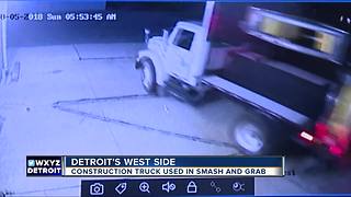 Construction truck used in smash and grab in Detroit