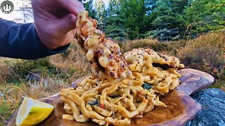 This is How you make Shrimp Pasta with a Crunch | (4K, ASMR cooking, Relaxing Sounds )