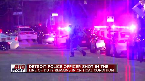 Detroit police officer shot in the line of duty remains in critical condition