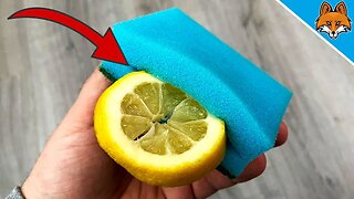 Cut the SPONGE and put the LEMON in it 💥 (GENIUS Cleaning Trick) 🤯