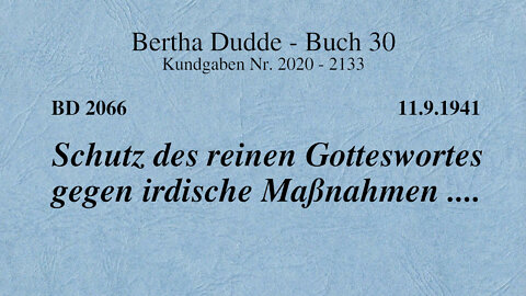 BD 2066 - SCHUTZ DES REINEN GOTTESWORTES GEGEN IRDISCHE MASSNAHMEN ....