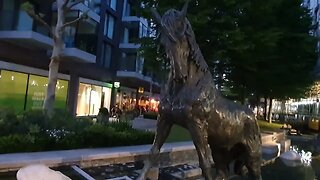 water feature with statues of horses evening London 16th May 2023