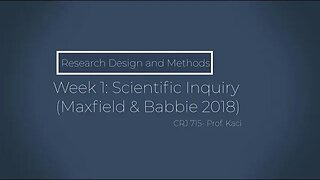 Research Methods- Week 1 Video Introduction