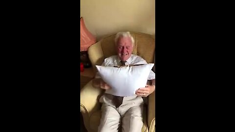 Elderly man can't hold back the tears when he receives this very special gift