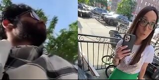 Insane Karen Having A Meltdown Harasses UBER Eats Delivery Guy Because Of His Scarf