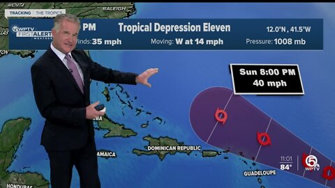 Tropical Depression 11 forms in the Atlantic