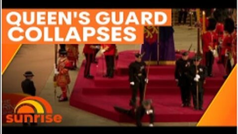 BREAKING!! Royal guard at the Queen's coffin has collapsed!