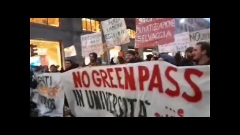 Milan, Italy University students protesting against the Green Pass