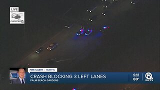 Deadly crash blocks southbound lanes on I-95 in Palm Beach Gardens