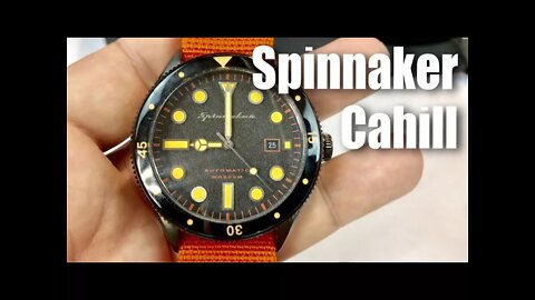 Cahill black and orange 43mm automatic dive watch by Spinnaker SP-5033-03 review