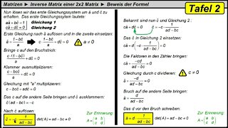 Inverse Matrizen ► Formel für 2x2 Matrix ►Herleitung mit Fallunterscheidung ►Teil 1/2