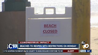 Beaches to reopen with restrictions on Monday