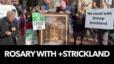 Rosary with Bishop Strickland outside Bishops Conference