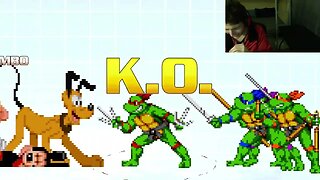 Teenage Mutant Ninja Turtles Characters (Leonardo And Raphael) VS Mickey Mouse In A Battle In MUGEN