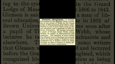 Gleason, Benjamin: Encyclopedia of Freemasonry By Albert G. Mackey