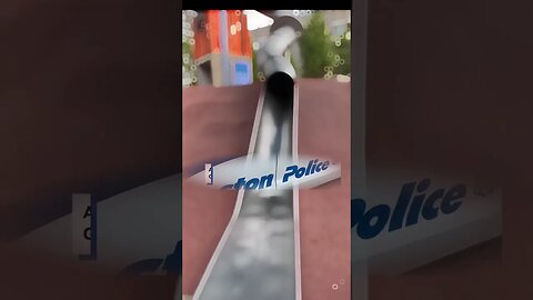 Cop violently launched off massive park slide in viral video #fyp #wow #viral #cop #slide #what