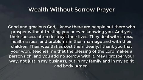 Wealth Without Sorrow Prayer (Prayer for Success and Prosperity in Business)