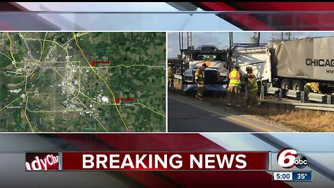 At least two people killed in crash involving multiple semis, car on I-65 near Lafayette
