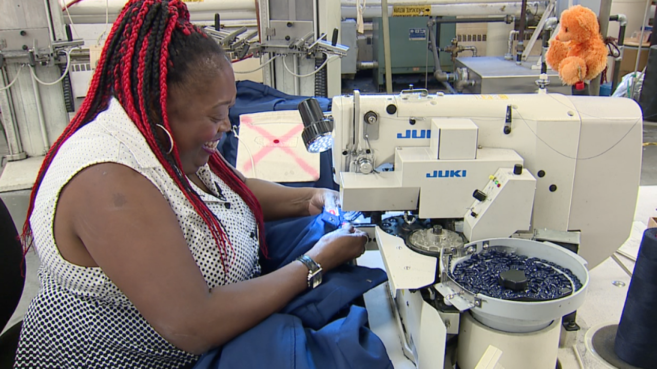 Cleveland's Vocation Guidance Services sews pants for women in US Army, Navy