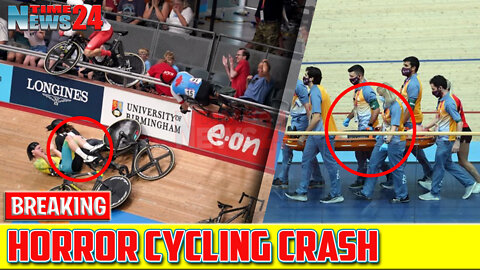 Track Cycling Crash | Horror crash at track cycling sees Matt Walls fly Into crowd